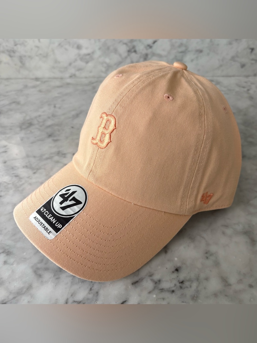 47 Brand Clean Up Adjustable Strap MLB Hat Boston Red Sox OSFM Apricot/Peach